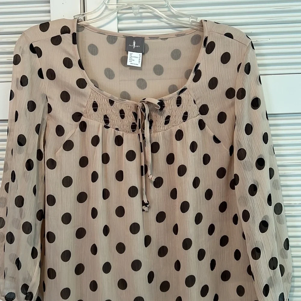 Polka Dot Tie Front Blouse ⚫️⚫️⚫️ - Picture 3 of 6